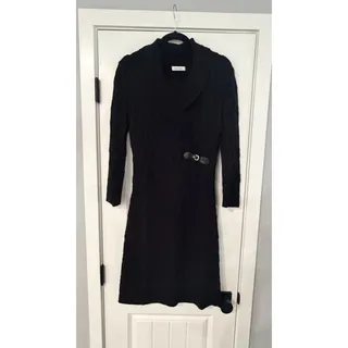 Photo of Calvin Klein Women’s Buckle Black Wrap Cable Knit Sweater Dress Size Large
