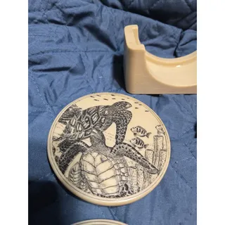 Photo of Set of 4 Turtle Coasters With Holder Vintage
