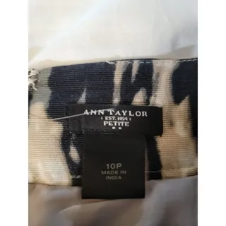 Photo of Ann Taylor Black Beige Watercolor Blurry Print Twill Pencil Skirt 10P