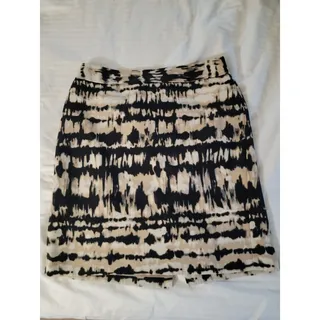 Photo of Ann Taylor Black Beige Watercolor Blurry Print Twill Pencil Skirt 10P