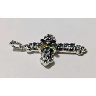 Photo of Silver 925 Colorful Stone Cross Pendant Charm