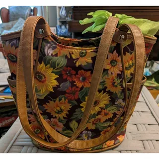 Photo of Longaberger Homestead Floral Purse Fall Daisies