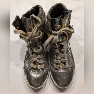 Photo of Michael Kors Gold Lamé High Top Sneakers 8.5 M