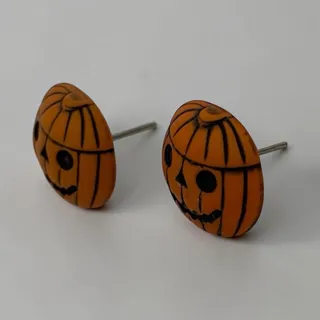 Photo of Jack O' Lantern Pumkin Stud Earrings