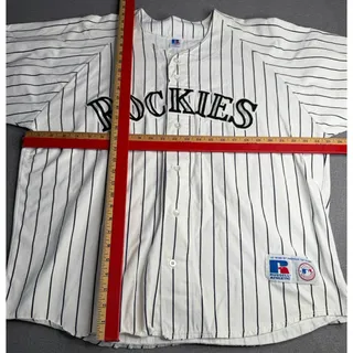 Photo of Majestic Colorado Rockies Pinstripe Baseball Jersey White MLB 2XL