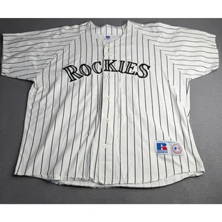 Photo of Majestic Colorado Rockies Pinstripe Baseball Jersey White MLB 2XL