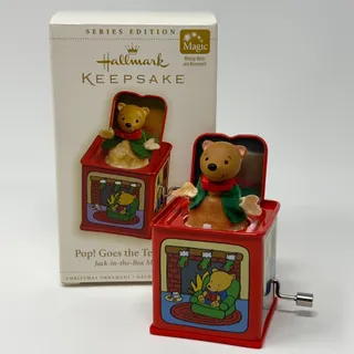 Photo of Pop Goes the Teddy Bear Hallmark Keepsake Christmas Ornament Toy 2006 Vintage