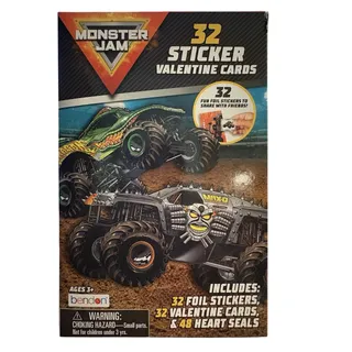 Photo of Monster Jam Foil Sticker 32 Valentines Home School Teacher  1 Box