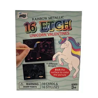 Photo of Smello Mello 16 Etch Unicorn Valentines Rainbow New Home School Teacher  3 Boxes