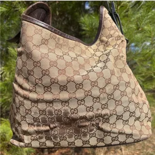 Photo of Gucci Vintage Brown GG Monogram Canvas Hobo Shoulder Bag Y2K Tom Ford Era