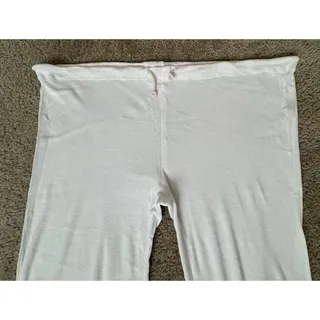 Photo of DONNI White Drawstring Wide Leg Lounge Pants Cotton Modal Women’s L Large Soft