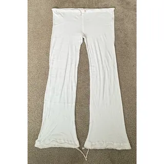 Photo of DONNI White Drawstring Wide Leg Lounge Pants Cotton Modal Women’s L Large Soft
