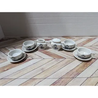 Photo of Vintage Made in Japan Children's Porcelain Tea Set Child With Pig Theme 11 Pc