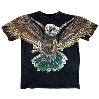 Photo of Club Cotton BKK Eagle Biker Graphic T Shirt Black Acid Wash Oversized