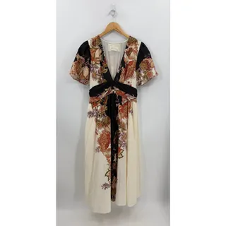 Photo of Anthropologie Catalina Button-Front Maxi Dress Black Floral Puff Sleeve Cotton S