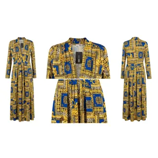 Photo of Fashion Nova Royal Blue Gold Baroque Print Maxi Dress XL NWT