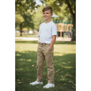 Photo of JK Kids Girls Tan Corduroy Bootcut Pants Size 7 100% Cotton Casual Bottoms