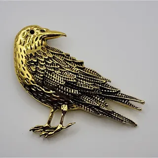 Photo of Raven Brooch Gothic Style Bird Gold Tone Metal Large Statement Piece