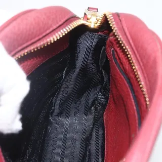 Photo of Prada Leather Shoulder Bag Bordeaux Gold
