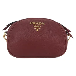 Photo of Prada Leather Shoulder Bag Bordeaux Gold