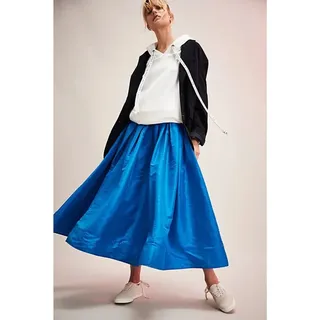Photo of New Free People Emilia Full Skirt $98 X-SMALL Lake Victoria BLUE High-Rise