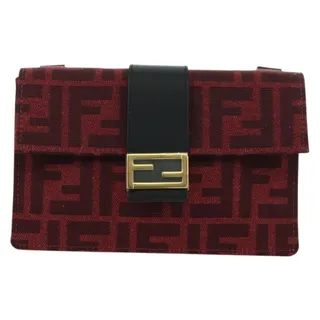 Photo of Fendi Zucca Baguette Slim Shoulder Bag Red