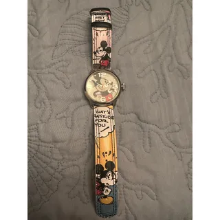 Photo of NWOT Disney Mickey Mouse Watch MZB Mck958h15 Silver Case Multicolor Cartoon Band