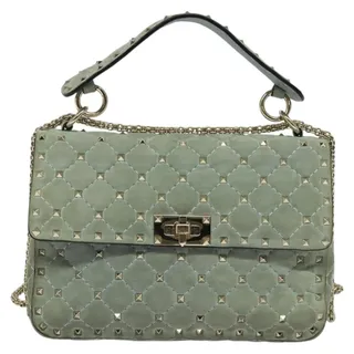 Photo of Valentino Suede Studs Chain Shoulder Bag Light Blue