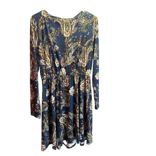 Photo of French Grey Lindsay Long Sleeve Paisley Floral Knit Skater Dress Navy
