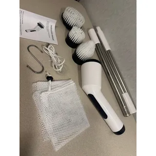 Photo of Cordless Electric Spin Scrubber Cleaning Brush White Rechargeable Multi Head Set