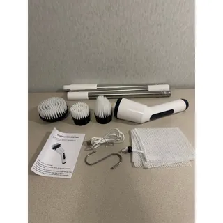 Photo of Cordless Electric Spin Scrubber Cleaning Brush White Rechargeable Multi Head Set