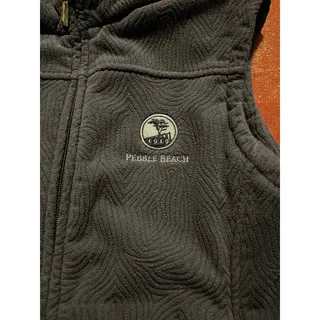 Photo of Straight Down Vest Womens S Black Fleece Full Zip Pebble Beach Embroidered