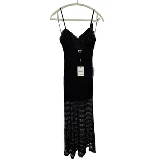 Photo of Bardot Black Flynn Lace Semi-Sheer Midi Dress NWT US 6 M Wedding Guest Formal