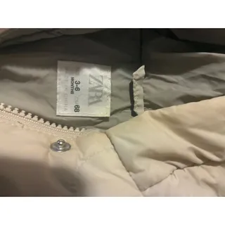 Photo of Zara Baby Jacket Unisex 3-6M 68 Quilted Hooded Puffer Coat Cream Rib Cuffs