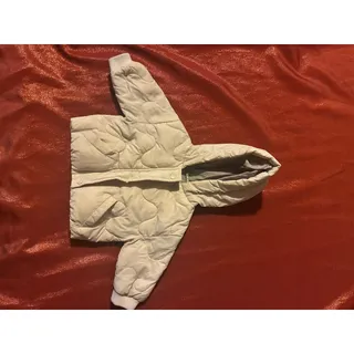 Photo of Zara Baby Jacket Unisex 3-6M 68 Quilted Hooded Puffer Coat Cream Rib Cuffs