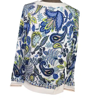 Photo of Talbots XL Sweater Womens Blue White Paisley Pullover Long Sleeve crew Neck