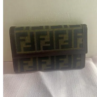 Photo of Canvas and leather bifold wallet, Fendi Zucca monogram