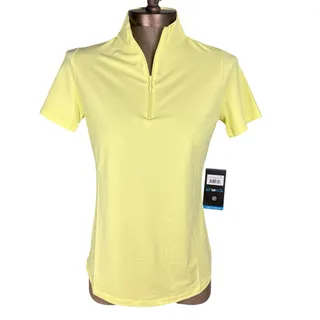 Photo of New IBKUL 1/4 Zip Top Women XS Yellow Short Sleeve Golf Stretch Pickleball UPF50