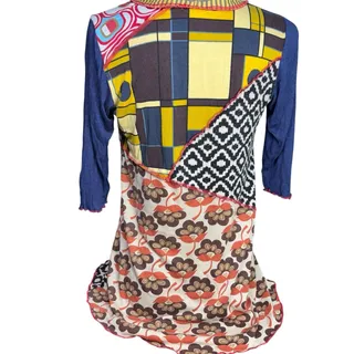 Photo of Hand Jive Boho Top Women Large Patchwork Wearable Art Hippie Artsy Bohemian
