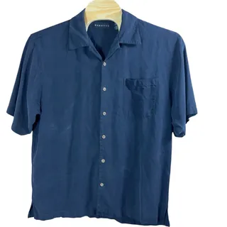 Photo of Baracuta 100% Silk Hawaiian Shirt Mens 2XLT Tall Black Short Sleeve Summer Beach