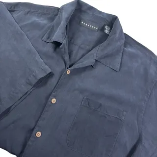 Photo of Baracuta 100% Silk Hawaiian Shirt Mens 2XLT Tall Black Short Sleeve Summer Beach