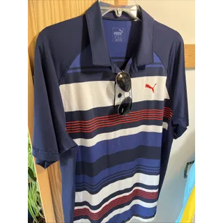 Photo of Puma Dry Cell Golf Polo Shirt Men's Size Large Multicolor Striped Performance