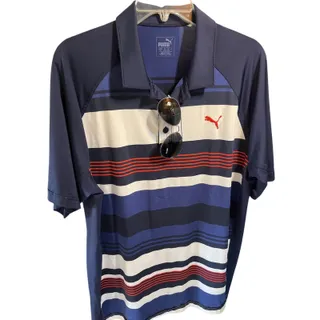 Photo of Puma Dry Cell Golf Polo Shirt Men's Size Large Multicolor Striped Performance