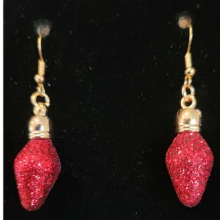 Photo of Red Glitter Christmas Tree Bulb Dangle Earrings With Gold Tone Tops