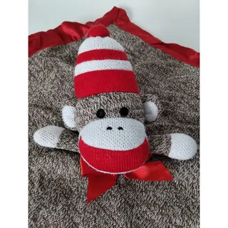 Photo of ABG Baby Sock Monkey Security Blanket Lovey Plush Monkey Red Satin Trim