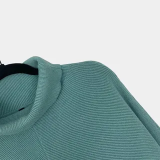 Photo of Blue Turtleneck Ribbed Knit Sweater
