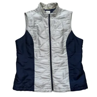 Photo of Chico's Weekend Quilted Vest Women's Size Medium (Chicos sz 1) Blue Gray