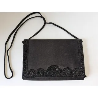 Photo of Vintage La Regale Beaded Evening Bag Purse Black Handmade Japan -1123