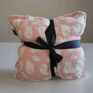 Photo of Cynthia Rowley Pink Ghost Halloween Pillows 20x20 Set of 2 Textured Fringed NEW