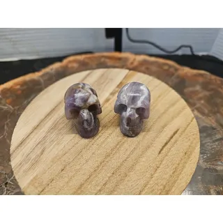 Photo of Dream Amethyst Crystal Skull Pair — Purple-White Banding, 93g